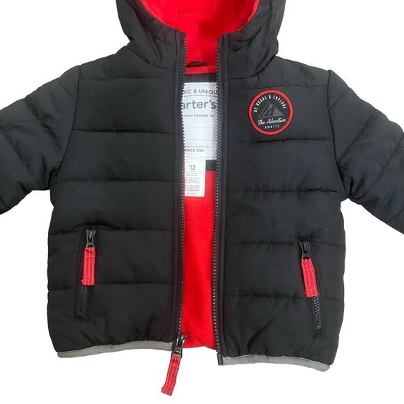 Carter's Solid Puffer Jacket Wind & Water Resistant Black - Picture 4 of 6